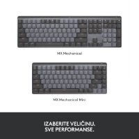 Tipkovnica LOGITECH MX Mechanical Mini Tactile Quiet, brezžična, BT, črna