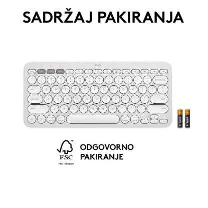 Tipkovnica LOGITECH Pebble Keys 2 K380S, BT, kompaktna, bela
