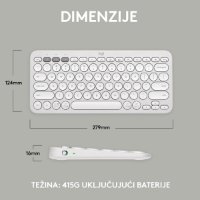 Tipkovnica LOGITECH Pebble Keys 2 K380S, BT, kompaktna, bela
