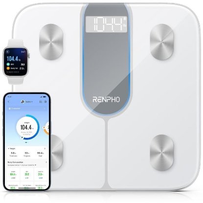 Pametna tehtnica RENPHO Elis 1C, BT, meri težo, indeks telesne mase, maščobno tkivo, mišično maso, črna