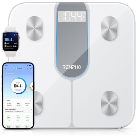 Pametna tehtnica RENPHO Elis 1C, BT, meri težo, indeks telesne mase, maščobno tkivo, mišično maso, črna
