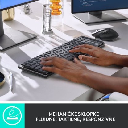 Tipkovnica LOGITECH MX Mechanical Tactile Quiet, brezžična, Bluetooth, črna