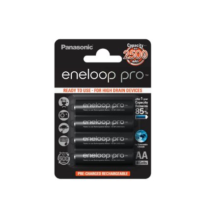Polnilec baterij PANASONIC Eneloop PRO KKJ55HCD40E, 4 mesta za polnjenje + 4 × 2450 mAh AA baterije