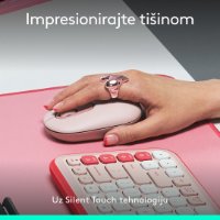Miška LOGITECH POP, optična, brezžična, USB, BT, 1000dpi, roza