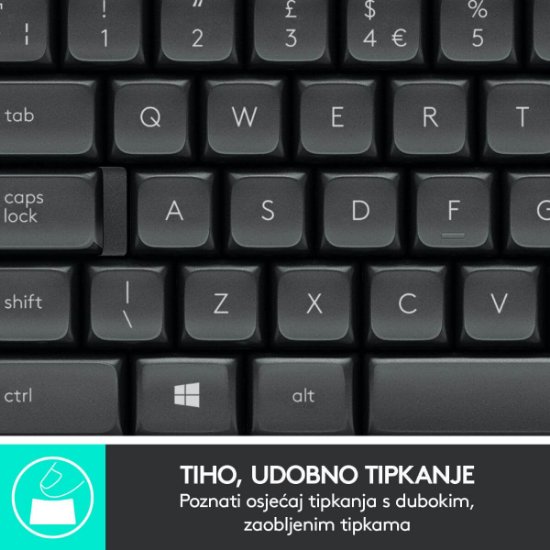 Tipkovnica + miška LOGITECH MK545 Advanced Combo, brezžična, črna, Unifying receiver USB