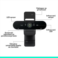 Spletna kamera LOGITECH Brio 4K, 4K UHD, USB-A/USB-C, črna