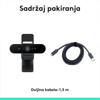 Spletna kamera LOGITECH Brio 4K, 4K UHD, USB-A/USB-C, črna