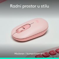 Miška LOGITECH POP, optična, brezžična, USB, BT, 1000dpi, roza