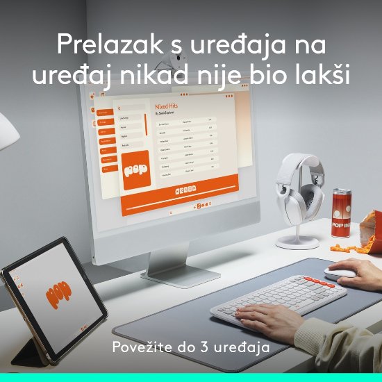Miška LOGITECH POP, optična, brezžična, USB, BT, 1000dpi, roza