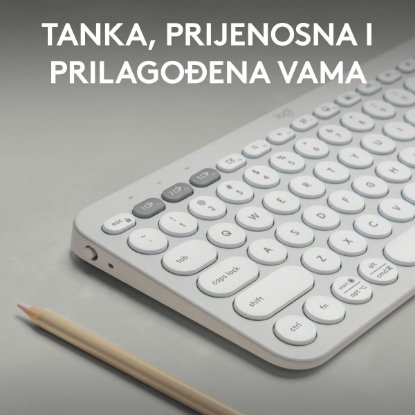 Tipkovnica LOGITECH Pebble Keys 2 K380S, BT, kompaktna, bela