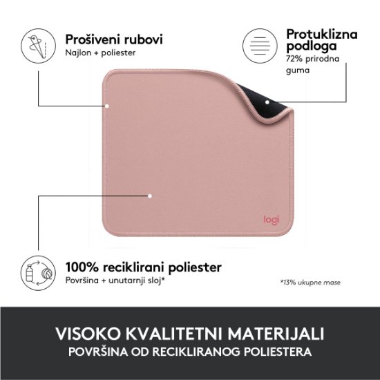 Podloga za miško, LOGITECH Studio, soft, roza