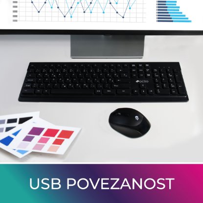 Tipkovnica + miška OCTIO KM200W, črni, bežični