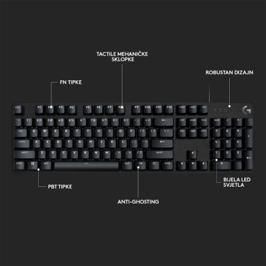 Tipkovnica LOGITECH Gaming G413 SE, mehanička, črna, USB, US layout