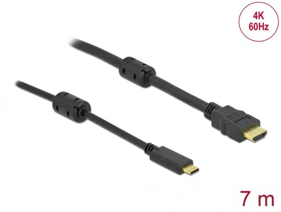 Kabel DELOCK, USB-C (M) na HDMI (M), DP Alt, 4k, 60 Hz, aktivni, 7m