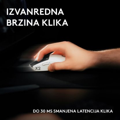 Miš LOGITECH Pro X2 Superstrike, bežični, optički, 44000dpi, bijeli, USB - Preorder
