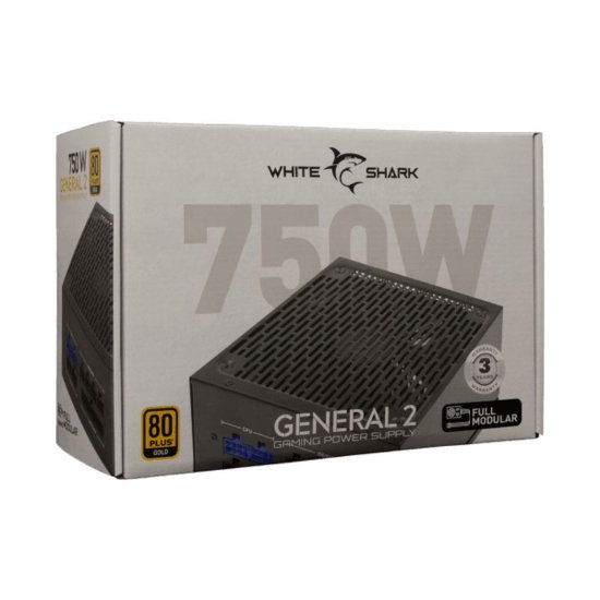 Napajlnik 750W, WHITE SHARK General-2, 140mm vent., 80+ Gold, modular