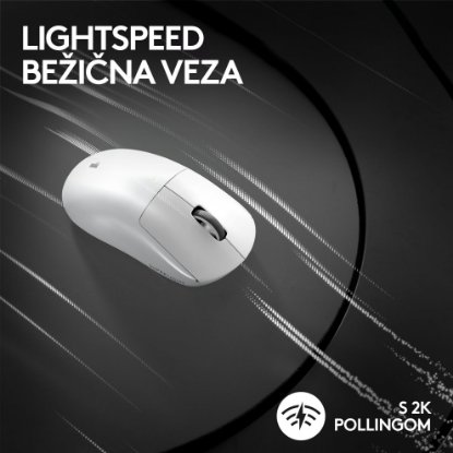 Miška LOGITECH Pro X Superlight 2,brezžična, optična, 32000dpi, bela, USB