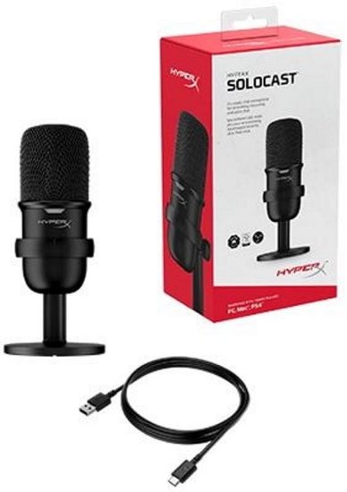 Mikrofon HyperX SoloCast HMIS1X-XX-BK/G, namizni, črni