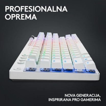 Tipkovnica LOGITECH G Pro X TKL LIGHTSPEED, mehanička, brezžična, RGB, bela