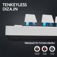 Tipkovnica LOGITECH G Pro X TKL LIGHTSPEED, mehanička, brezžična, RGB, bela