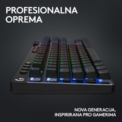 Tipkovnica LOGITECH G Pro X TKL LIGHTSPEED, mehanička, brezžična, RGB, črna