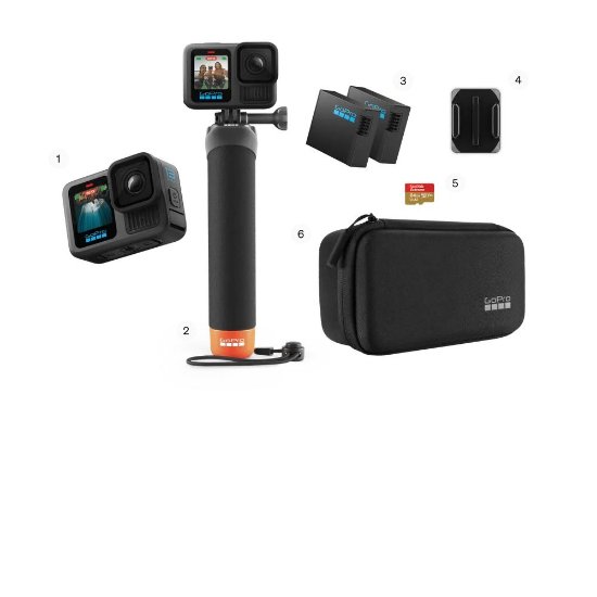 Športna digitalna kamera GOPRO HERO 13 Black Accesories bundle, 5.3K60/4K120/2.7K240, 27MP, Touchscreen, Voice Control, HyperSmooth 6.0