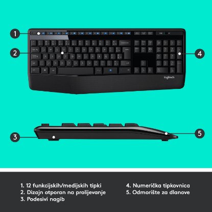 Tipkovnica + miš LOGITECH MK345 Wireless Combo, bežična, črna