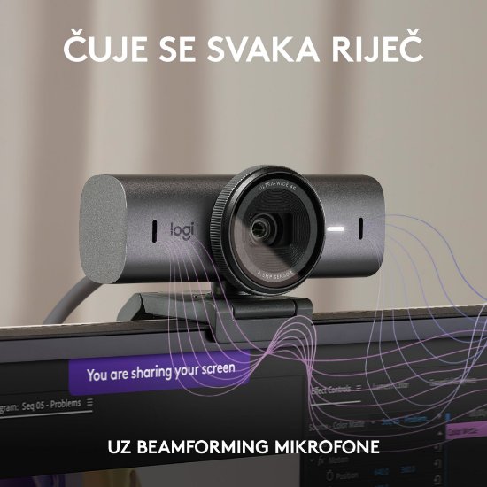 Web kamera LOGITECH MX Brio, 4K UHD, USB-C, siva