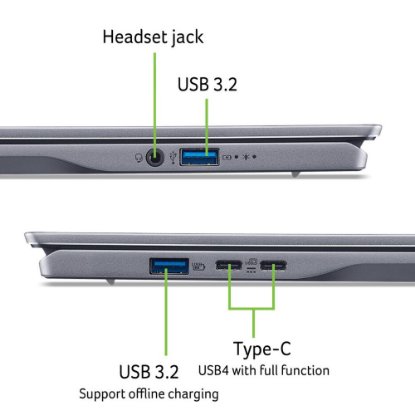 Prenosnik ACER Swift Go 14 AI NX.KYXEX.009 / Snapdragon X Plus X1P-42-100, 16GB, 1TB SSD, Qualcomm Adreno, 14,5" WUXGA 120Hz IPS, Windows 11, sivi