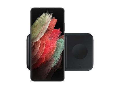 Brezžični polnilnik SAMSUNG Duo 30 W za pametni telefon ali pametno uro, črn