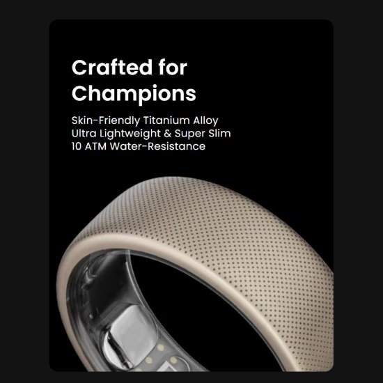 Pametni prstan AMAZFIT Helio Ring, velikost 10, spremljanje aktivnosti, titan