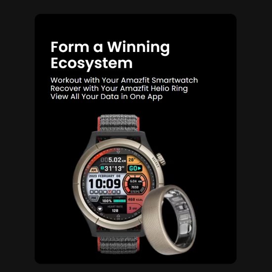 Pametni prstan AMAZFIT Helio Ring, velikost 10, spremljanje aktivnosti, titan