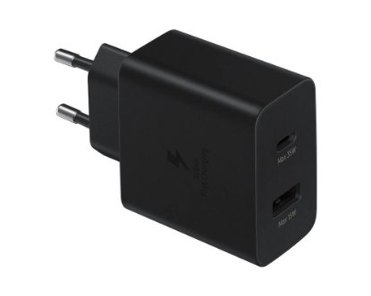 Adapter SAMSUNG TA220 Duo 35 W / 15 W, USB-A / USB-C, Fast Charge 15 W, črn