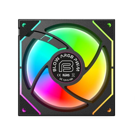Ventilator BIT FORCE BLOW PWM ARGB, 120mm, 1800 okr/min, obrnuti, črni