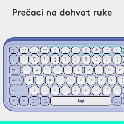 Tipkovnica LOGITECH POP Icon Keys, brezžična, US Layout, BT, ljubičasto-bela