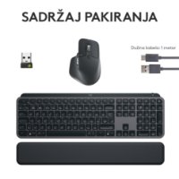 Tipkovnica + Miška LOGITECH MX Keys S Combo, brezžični, US razpored, siva