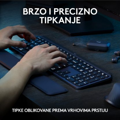 Tipkovnica + Miška LOGITECH MX Keys S Combo, brezžični, US razpored, siva