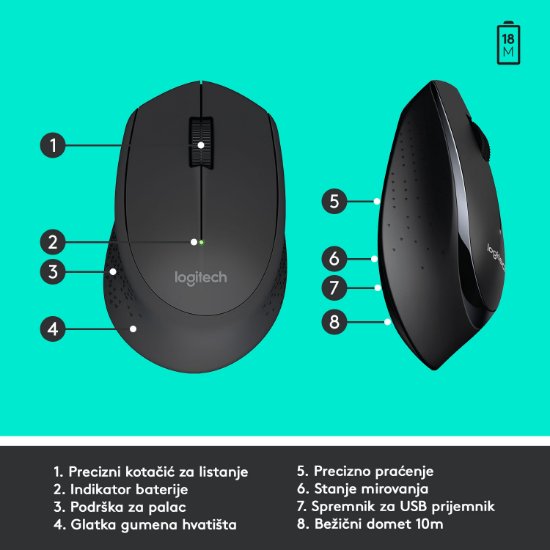Tipkovnica + miš LOGITECH MK345 Wireless Combo, bežična, črna