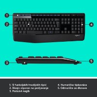 Tipkovnica + miš LOGITECH MK345 Wireless Combo, bežična, črna