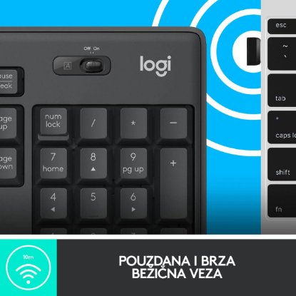 Tipkovnica + miška LOGITECH MK295 Silent Wireless Combo, brezžična, črna, USB