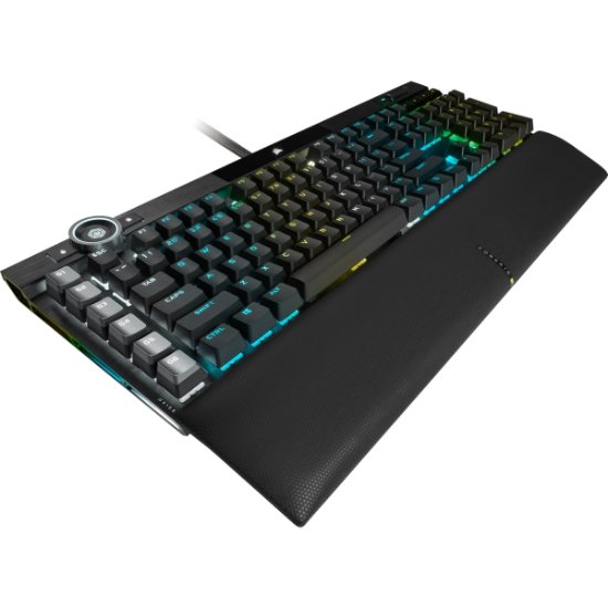 Tipkovnica CORSAIR K100 RGB, otično-mehančna, Corsair OPX, US Layout, USB, črna