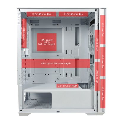 Ohišje LC POWER LC-717W-ON Meshwork_L Light, MIDI, ATX, steklo, belo, brez napajalnika