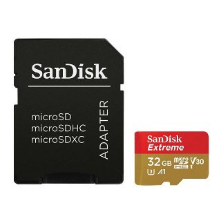 Pomnilniška kartica SANDISK, micro SDHC Extreme, 32GB, SDSQXAF-032G-GN6AA, class 10, V30 UHS-I, 100MB/s + SD Adapter
