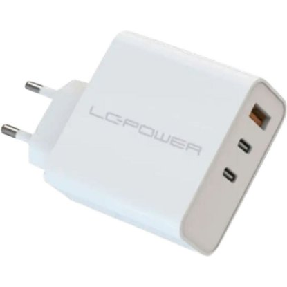 Kućni punjač LC POWER LC-GAN-65, USB-A + 2xUSB-C, GaN 65W, bijeli