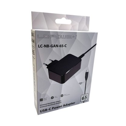 Polnilec za prenosni računalnik LC POWER LC-NB-GAN-65-C, USB-C, 65W, univerzalni