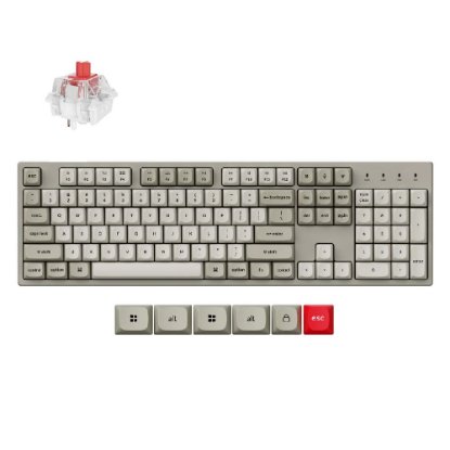 Tipkovnica KEYCHRON C2 Pro 8K QMK, RGB, mehanska, Red Switch, US Layout, brezžična, siva