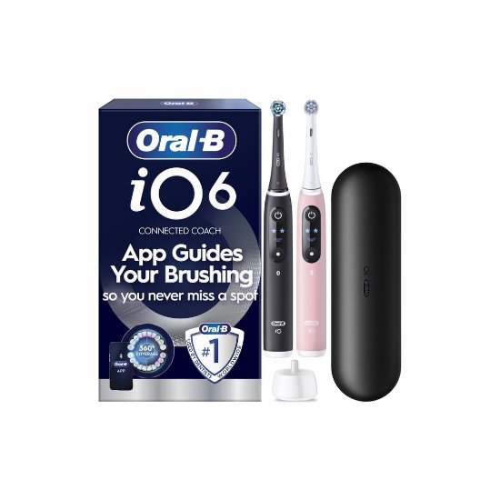 Električna zobna ščetka ORAL-B iO6, duopack (2 kosa: črna in roza)