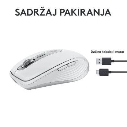 Miška LOGITECH MX Anywhere 3S, laserska, brezžična, BT, pale gray