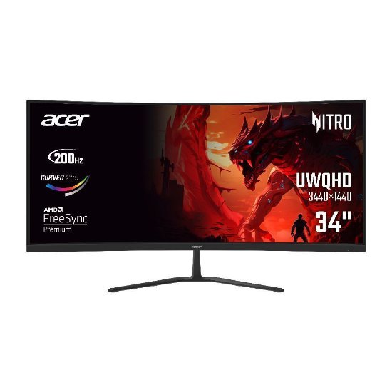 Gaming monitor 34" ACER Nitro ED340CURX0, UWQHD, VA, 200 Hz, ukrivljen, črn