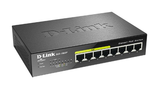 Stikalo D-LINK DGS-1008P/E, Gigabit Switch, 8 priključkov, 4 PoE priključki